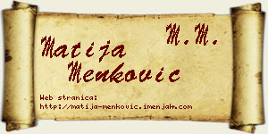 Matija Menković vizit kartica